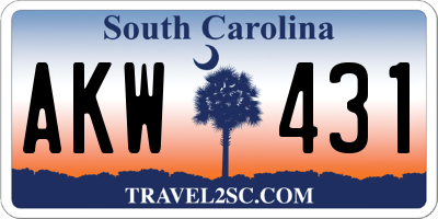 SC license plate AKW431