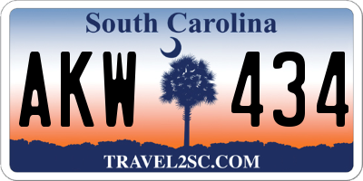 SC license plate AKW434