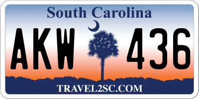 SC license plate AKW436