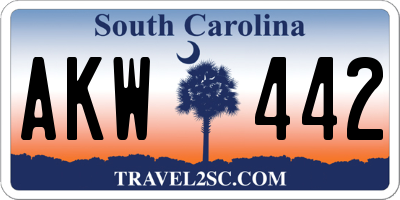SC license plate AKW442