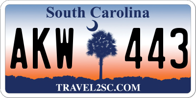 SC license plate AKW443