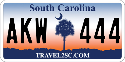 SC license plate AKW444