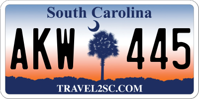 SC license plate AKW445