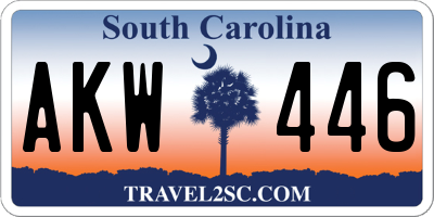 SC license plate AKW446