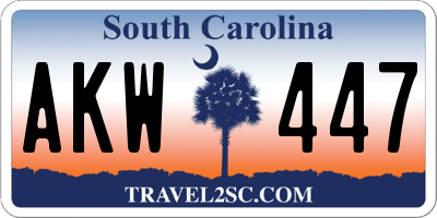 SC license plate AKW447