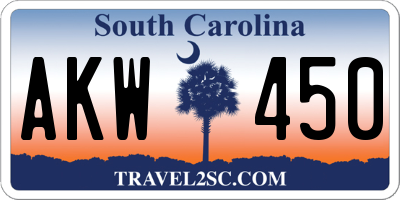 SC license plate AKW450