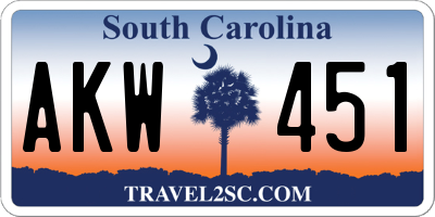 SC license plate AKW451