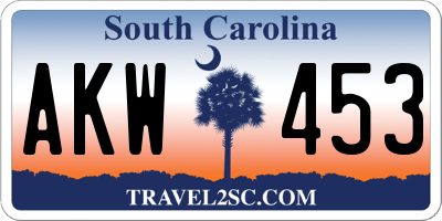 SC license plate AKW453
