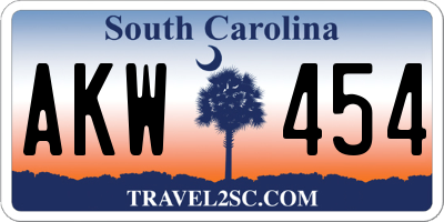 SC license plate AKW454