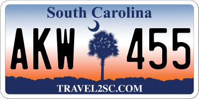 SC license plate AKW455