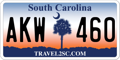 SC license plate AKW460