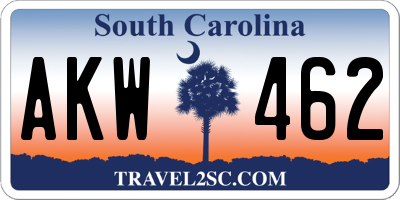 SC license plate AKW462