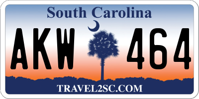 SC license plate AKW464