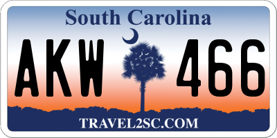 SC license plate AKW466