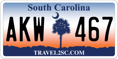 SC license plate AKW467