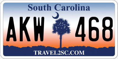 SC license plate AKW468