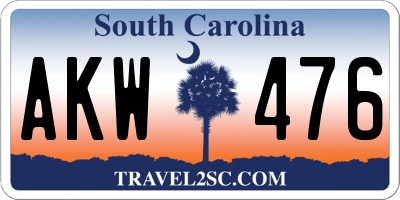 SC license plate AKW476