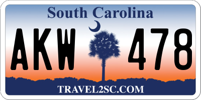 SC license plate AKW478