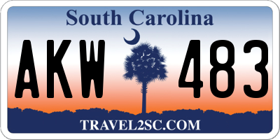 SC license plate AKW483