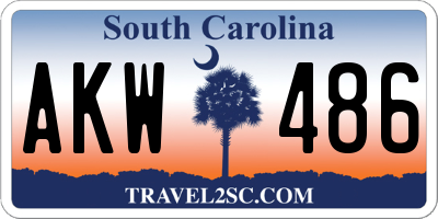 SC license plate AKW486
