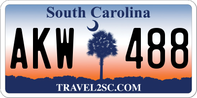 SC license plate AKW488