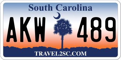 SC license plate AKW489