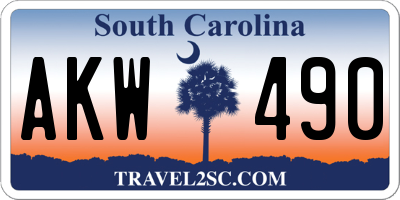 SC license plate AKW490