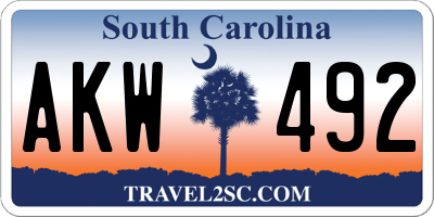 SC license plate AKW492