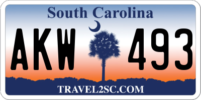 SC license plate AKW493