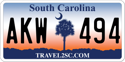 SC license plate AKW494
