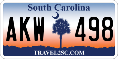 SC license plate AKW498