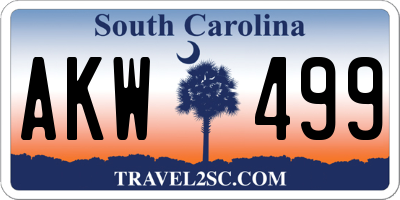 SC license plate AKW499