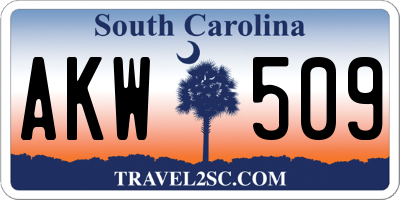 SC license plate AKW509