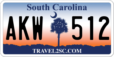 SC license plate AKW512