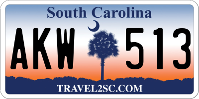 SC license plate AKW513