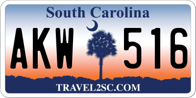 SC license plate AKW516
