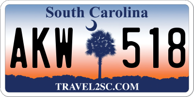 SC license plate AKW518