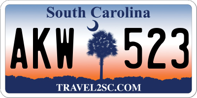 SC license plate AKW523