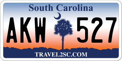 SC license plate AKW527