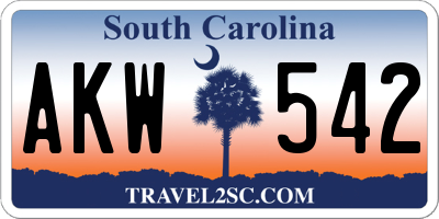 SC license plate AKW542