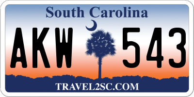 SC license plate AKW543