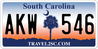 SC license plate AKW546