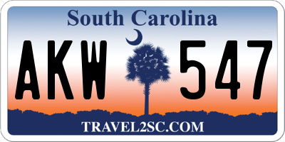 SC license plate AKW547