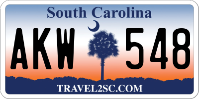 SC license plate AKW548