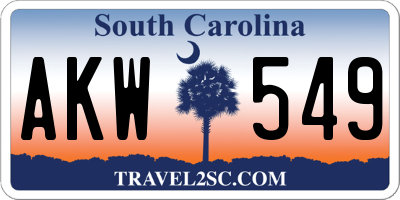 SC license plate AKW549