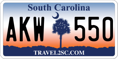SC license plate AKW550
