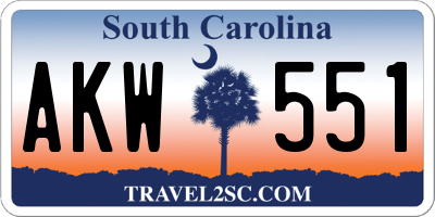 SC license plate AKW551