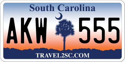 SC license plate AKW555