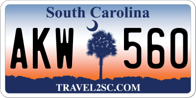 SC license plate AKW560
