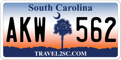 SC license plate AKW562